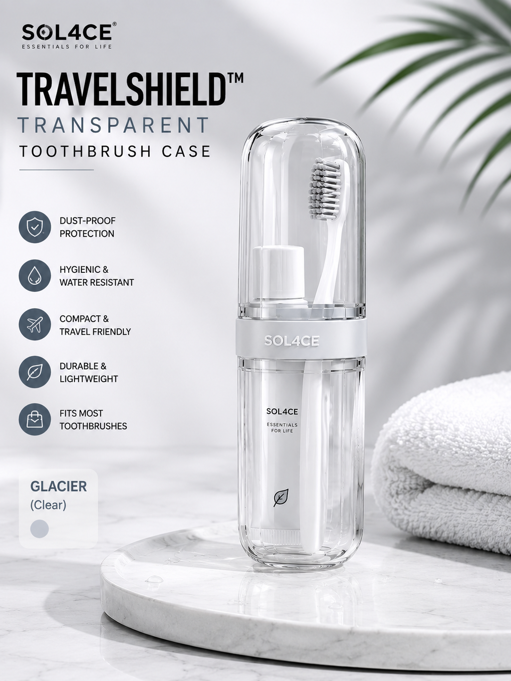 SOL4CE TravelShield Transparent Toothbrush Case