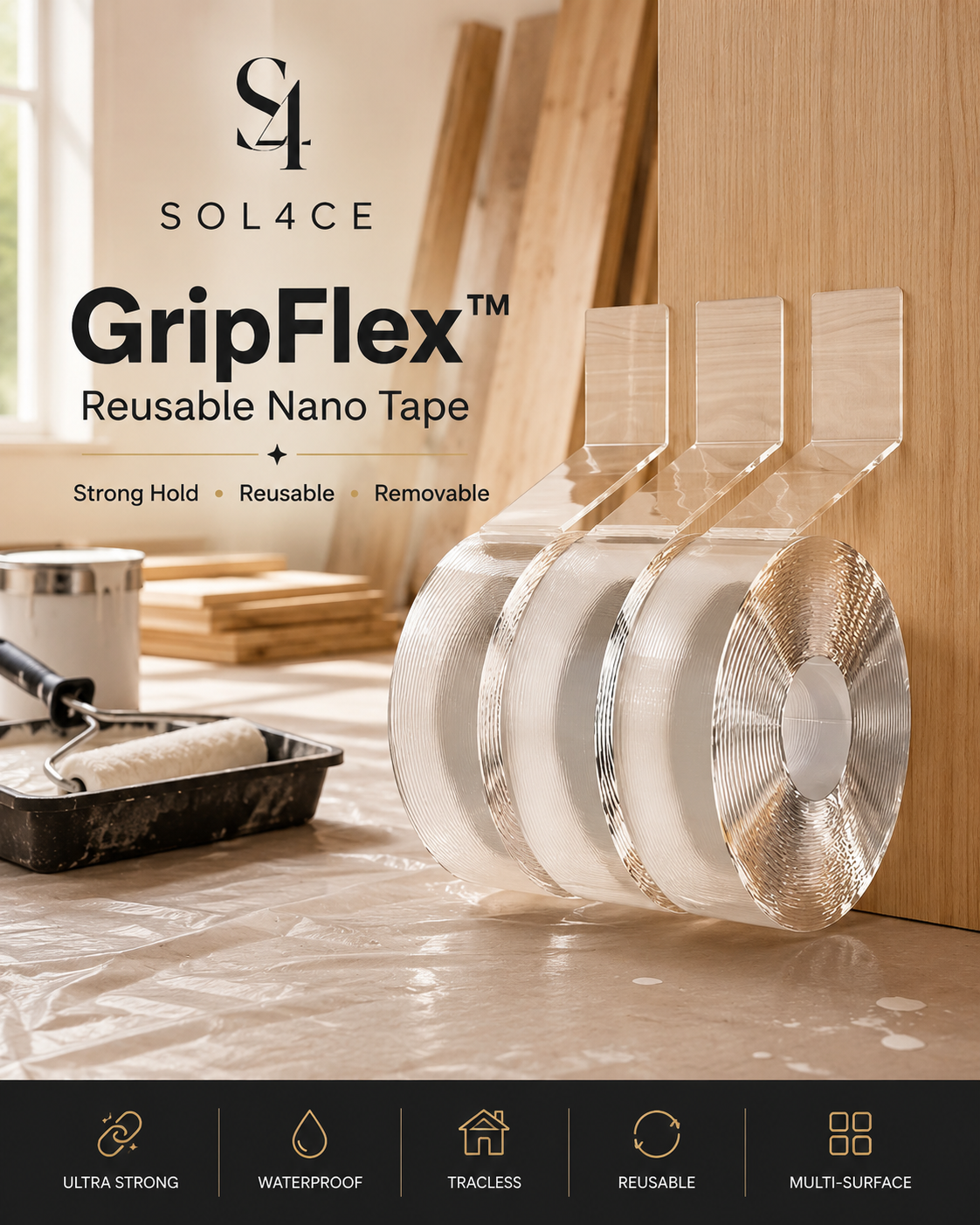 SOL4CE GripFlex™ Reusable Nano Tape