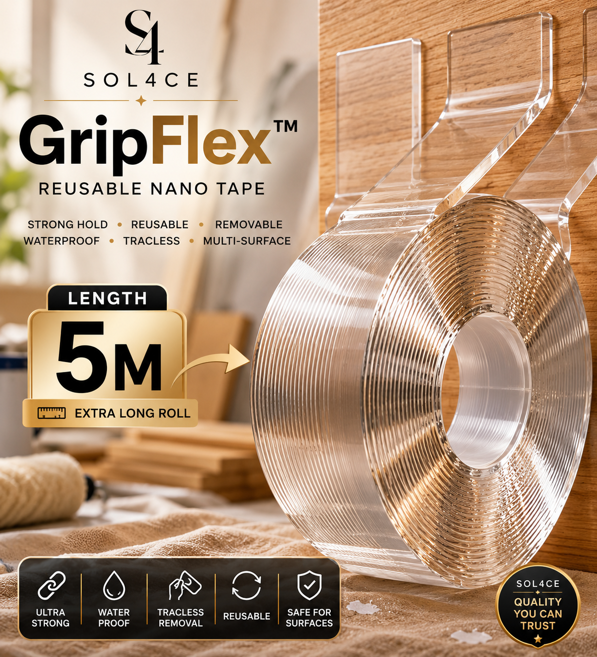 SOL4CE GripFlex™ Reusable Nano Tape