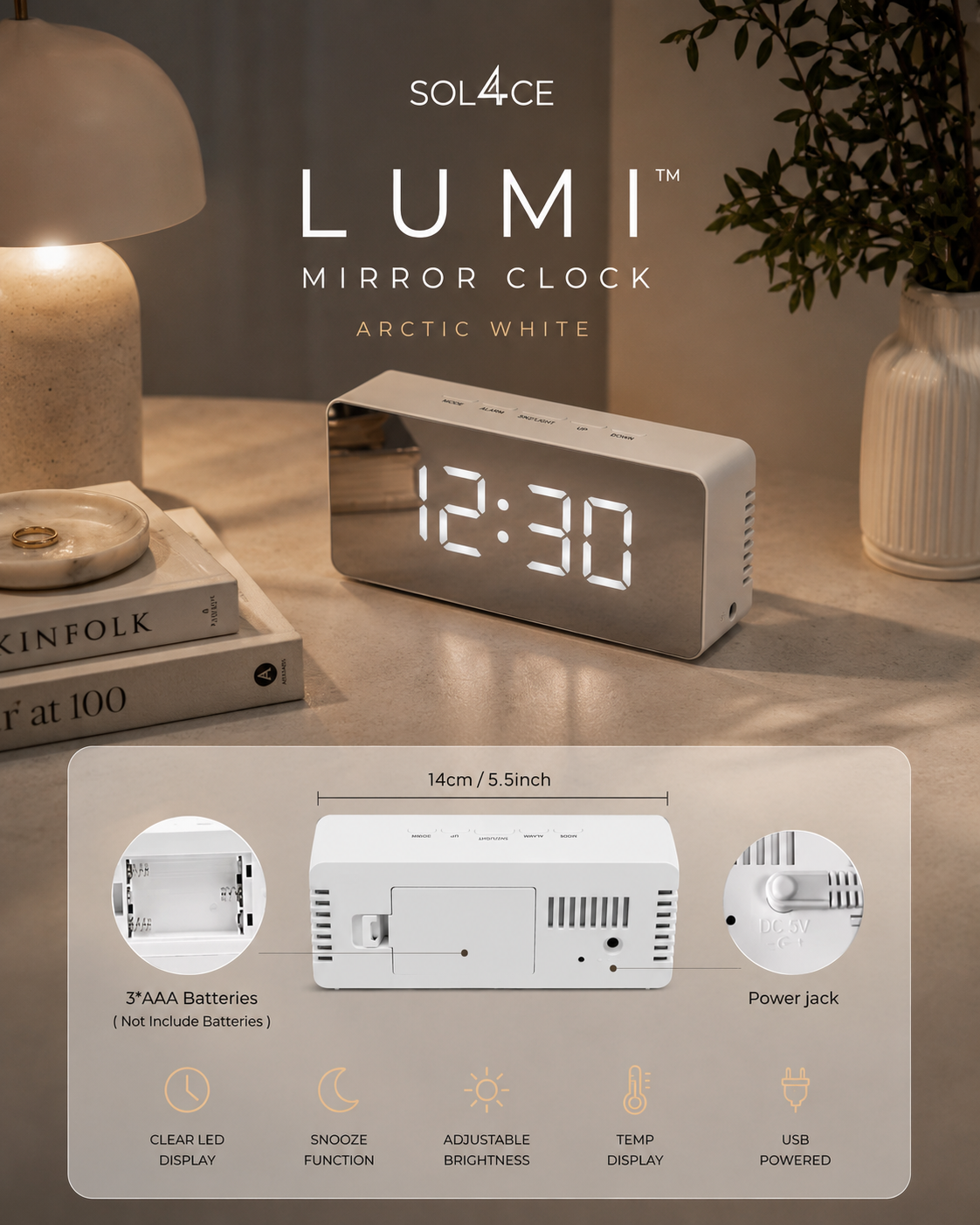 SOL4CE Lumi™ Mirror Clock