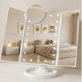 AuraGlow LED Vanity Mirror – Tri-Fold Touch Makeup Mirror