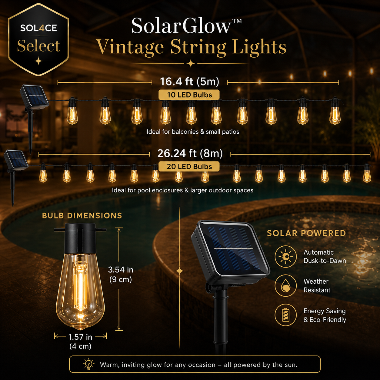SolarGlow™ Vintage String Lights