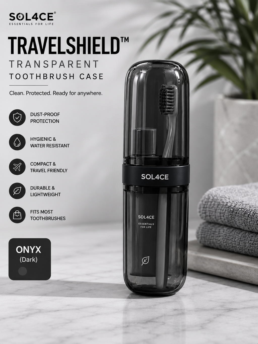 SOL4CE TravelShield Transparent Toothbrush Case