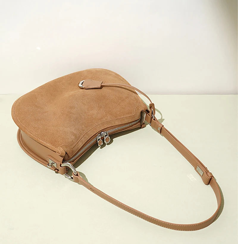 2025 Spring Summer Suede Hobo Bag Sophisticated Single Shoulder Tote Vintage Inspired Trendy Crossbody Pack Women's Handbag