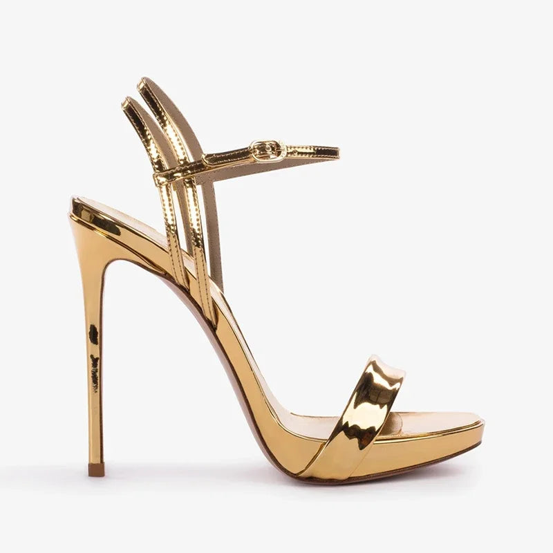 Super high heels summer new high heels, slim heels, exposed toes, sexy leather, versatile waterproof platform sandals for women