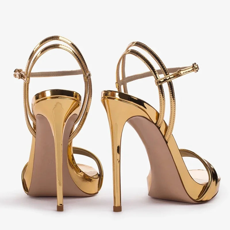 Super high heels summer new high heels, slim heels, exposed toes, sexy leather, versatile waterproof platform sandals for women