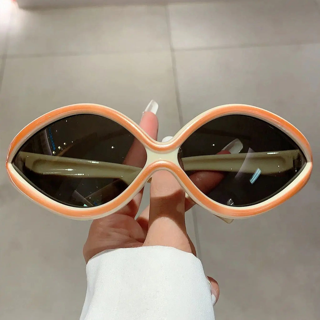 KAMMPT Y2k Cat Eye Sunglasses for Women Men Punk Fashion Stylish UV400 Eyewear Trendy Brand Designer Futuristic Outdoor Shades