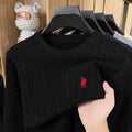 Light Luxury Men's New Round Neck Autumn and Winter Texture 2025 Model Twisted Flower Shaped Casual Embroidery Knitted Sweater