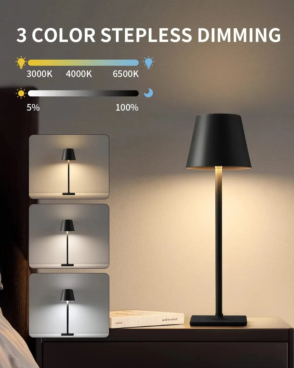 LED Touch Sensor Table Lamp 3 Color Desktop Night Light Bedside Creative Ambient Light Bar Outdoor Decoration Room Outdoor Decor