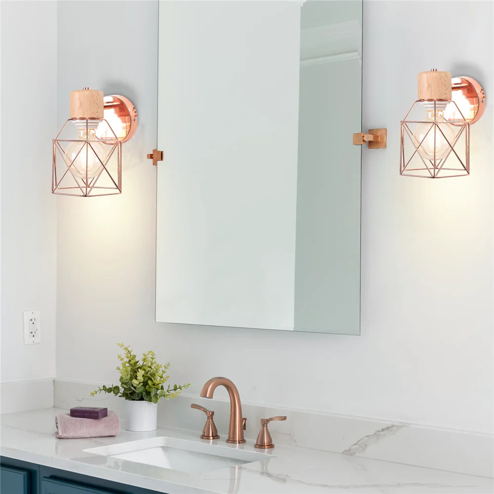 Modern Minimalist Wall Lamp Sconce Nordic Bedside Table Wall Light for Bedroom Bathroon Wooden Iron Cafe Lighting Decoration LED