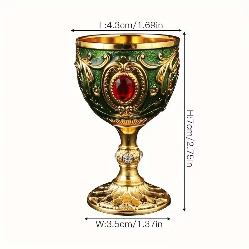 1pc Timeless Embossed Metal Chalice Goblet Vintage Wine Champagne Liqueur Cup Perfect for Bars Restaurants Home Decor