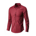 Men's Dress Shirt Elastic Spring Autumn Long Sleeve Anti-wrinkle Free ironing Business Without Pocket Soft Fashion Smooth Slim