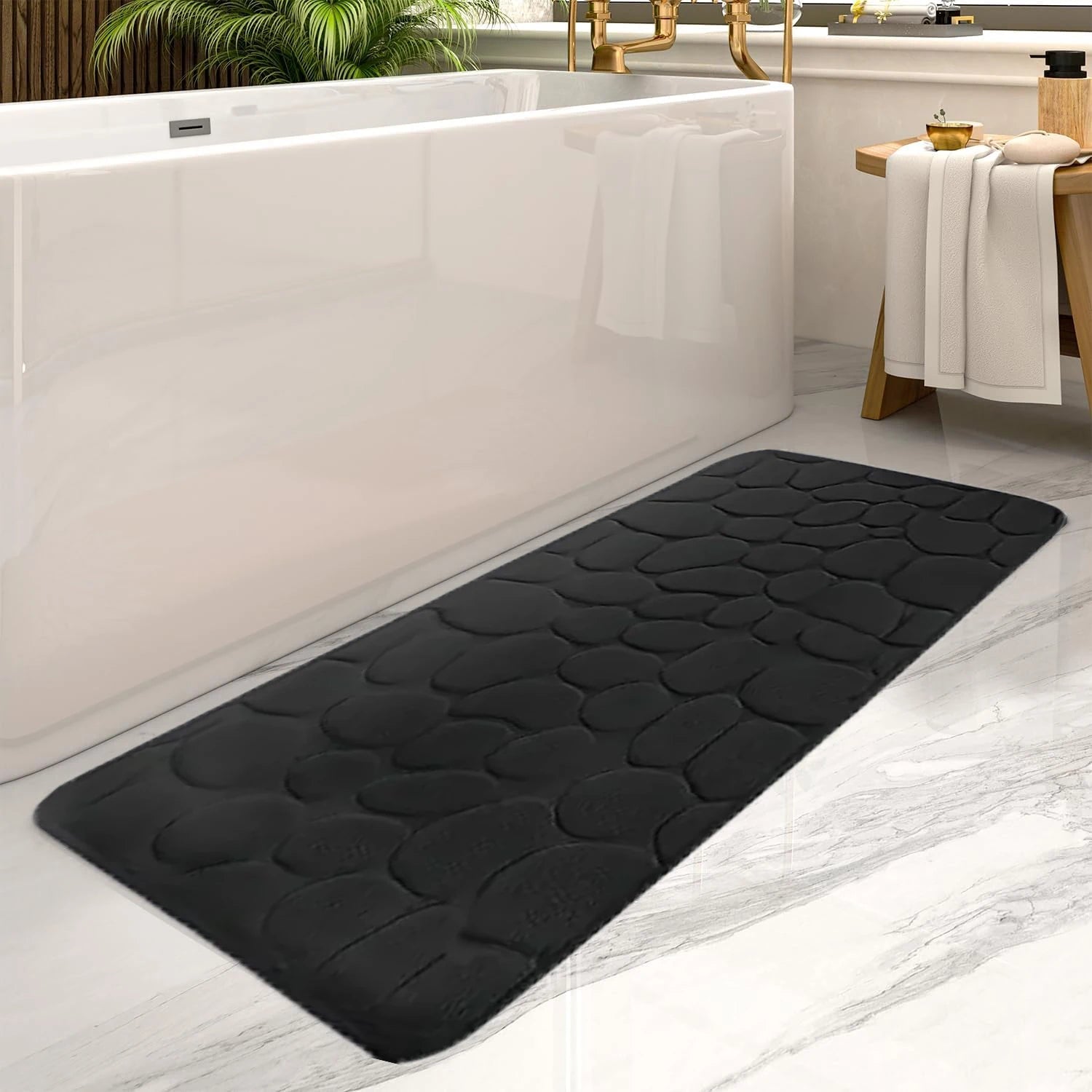 Large Size Bathroom Floor Mat Non-slip Absorbent Bathroom Rug Long Strip Bathtub Floor Mat Home Decor 19.7x47.2in mat