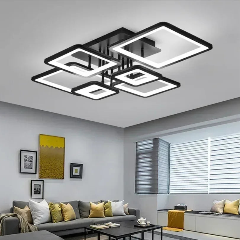Led Ceiling Mounted Lights for Living Room Bedroom Kitchen Home Remote Control Lamp Dimmable Modern Square Decoration Indoor