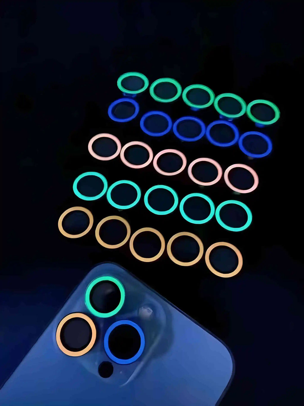 2-3Pcs Luminous Ceramic Camera Protector Film For IPhone 16 12 13 14 15 Pro Max 15 Plus 13 12 Mini Lens Ring Glass Glowing Cap
