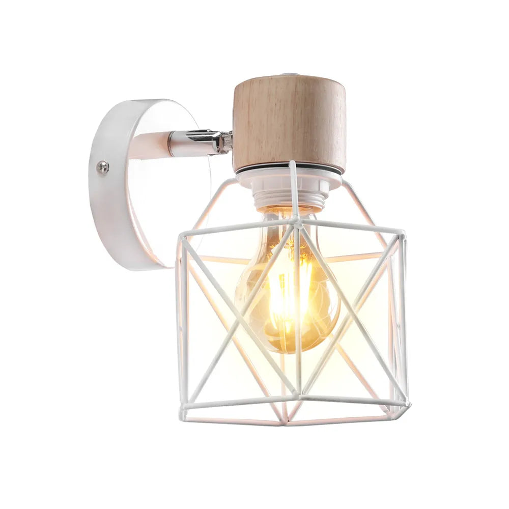 Modern Minimalist Wall Lamp Sconce Nordic Bedside Table Wall Light for Bedroom Bathroon Wooden Iron Cafe Lighting Decoration LED