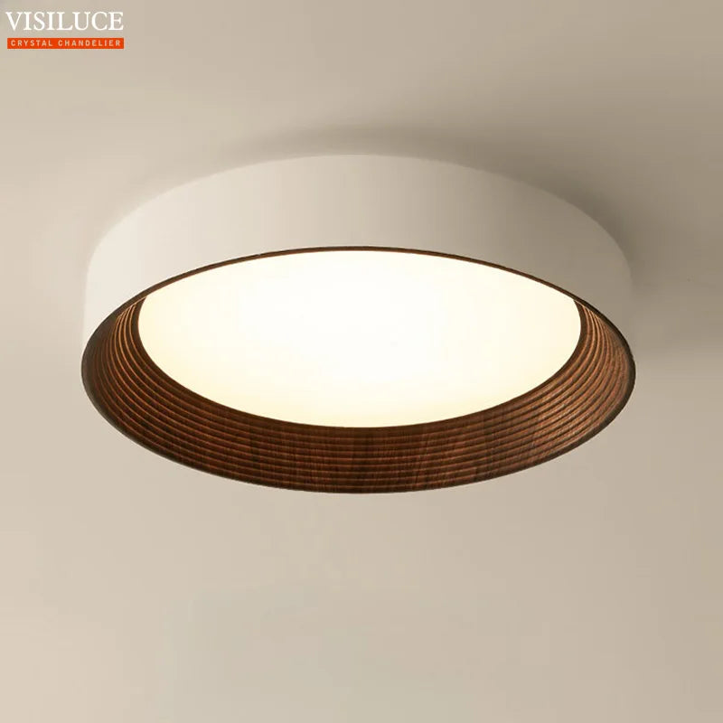 Minimalist Modern Wood Walnut color LED Ceiling Lamp Living Room Bedroom Hotel Decor Nordic ceiling light fixtures with RC