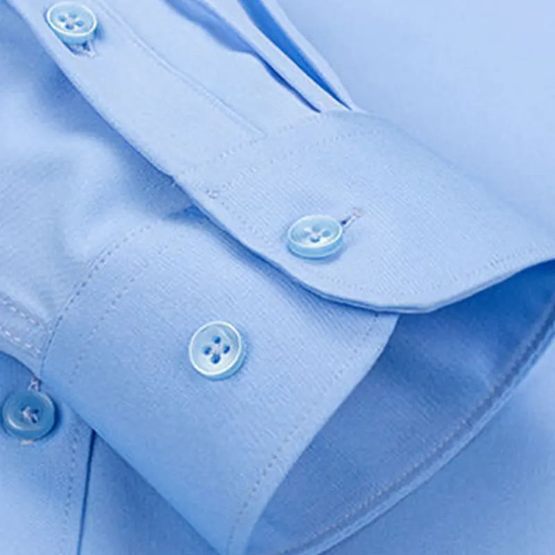 Men's Dress Shirt Elastic Spring Autumn Long Sleeve Anti-wrinkle Free ironing Business Without Pocket Soft Fashion Smooth Slim