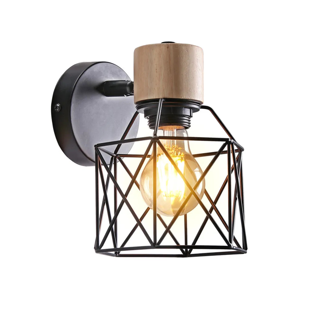Modern Minimalist Wall Lamp Sconce Nordic Bedside Table Wall Light for Bedroom Bathroon Wooden Iron Cafe Lighting Decoration LED