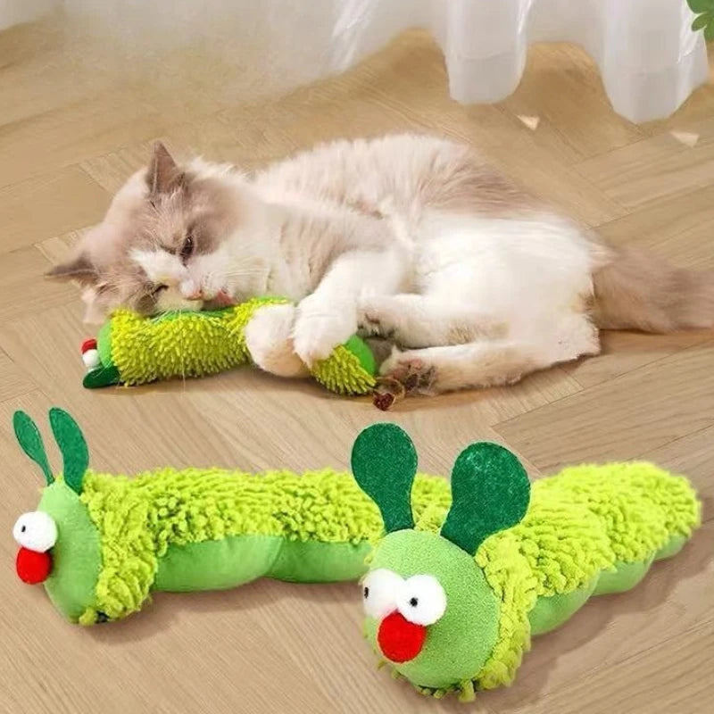Cat Plush Chewing Toy Catnip Cute Caterpillar Crocodile Bite Resistant Kitten Toy Teeth Cleaning Interactive Cat Toy