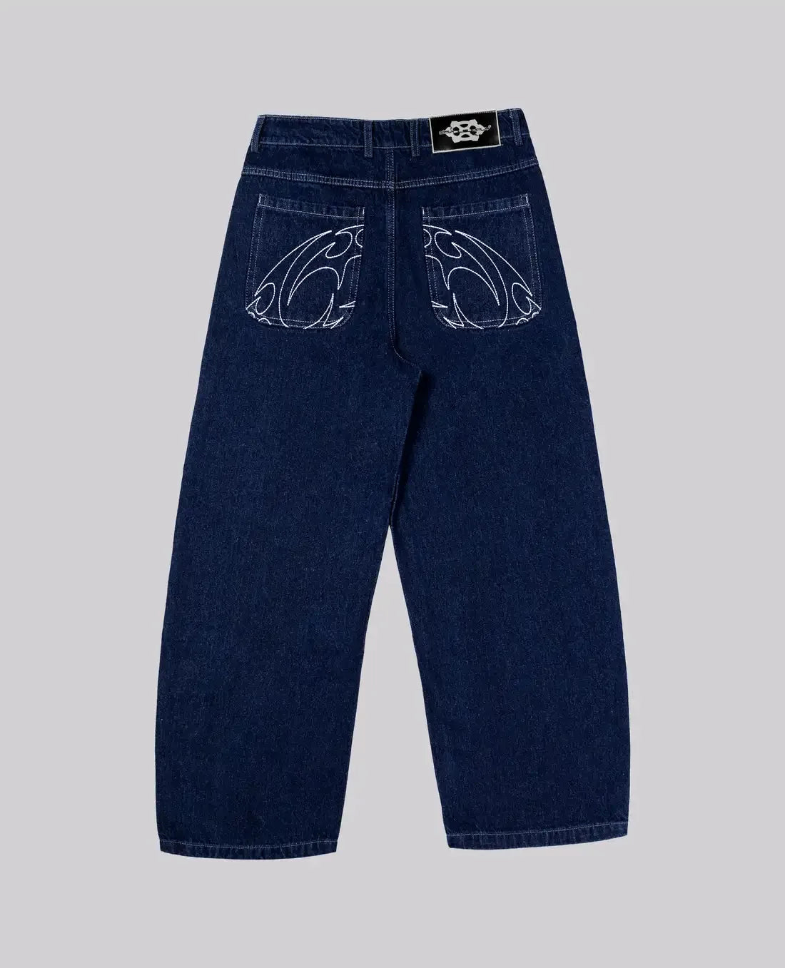 90s Retro Street Embroidery Jeans Male  R&B Solid Color Loose Straight Pants Female Y2K Harajuku Hip Hop  Punk Style  Men Jeans