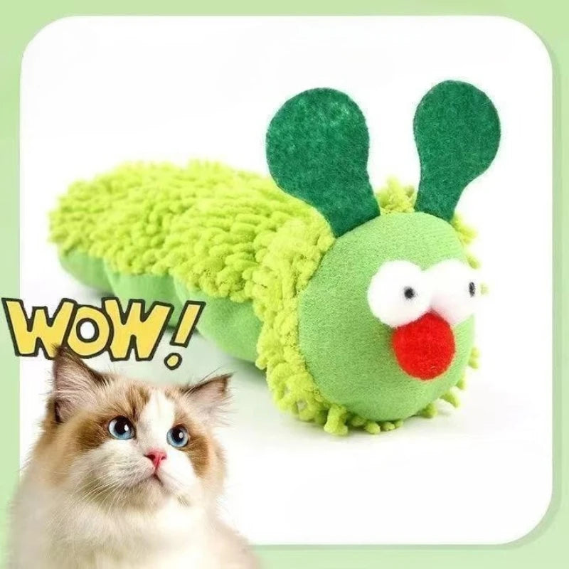 Cat Plush Chewing Toy Catnip Cute Caterpillar Crocodile Bite Resistant Kitten Toy Teeth Cleaning Interactive Cat Toy