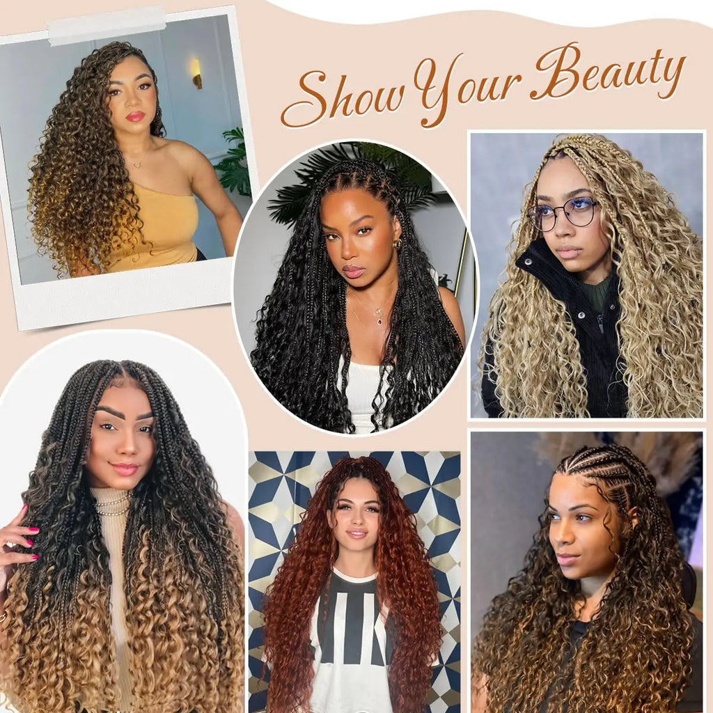 4+1 5 Dundle Deals Brown To Honey Blonde Curly Crochet Braids Pre Stretched,Ombre Knotless Boho Hair for Braiding Hair Synthetic
