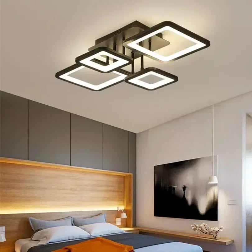 Led Ceiling Mounted Lights for Living Room Bedroom Kitchen Home Remote Control Lamp Dimmable Modern Square Decoration Indoor
