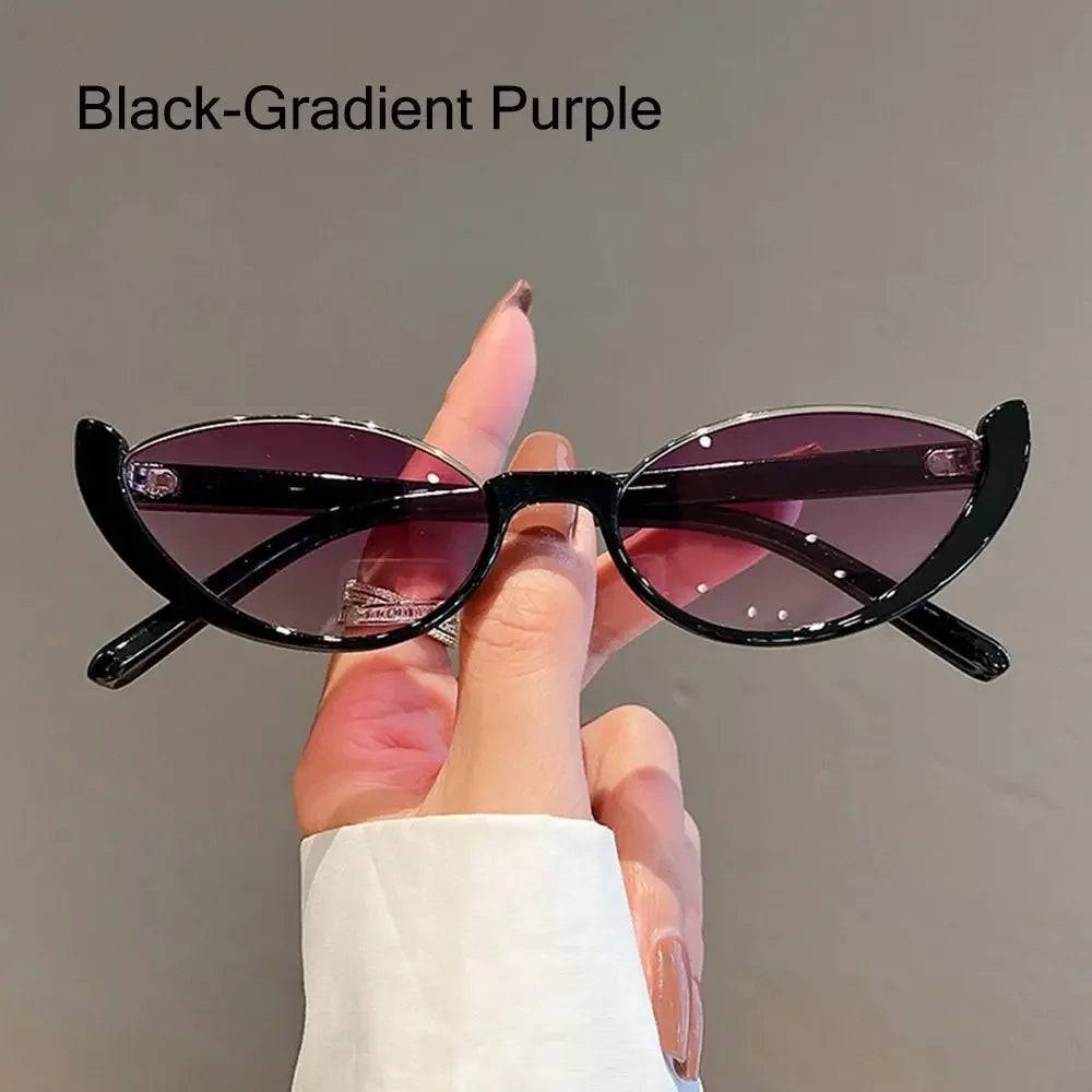 Vintage Small Cat Eye Sunglasses for Women Trendy Half-frame Sun Glasses UV400 Fashion Shades Eyewear Summer Anti UV Sunglasses