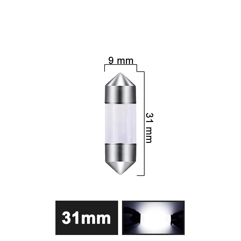 1/10 PCS Car Interior Dome Light C5W C10W Festoon LED Bulb 31mm 36mm 39mm 41mm COB 12V 7000K White Auto Trunk License Plate Lamp