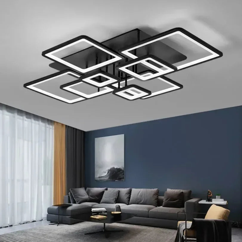 Led Ceiling Mounted Lights for Living Room Bedroom Kitchen Home Remote Control Lamp Dimmable Modern Square Decoration Indoor