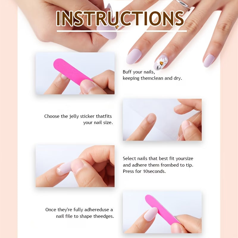 Velvet Bloom Press-On Nails – Glossy French Tip Floral Set
